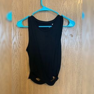 American Eagle Black High-Neck Crop Top
